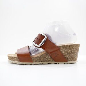 Yokono Brown Leather 2.5" Wedge Heel Lightweight Two-Strap Sandals - 9 NWOB